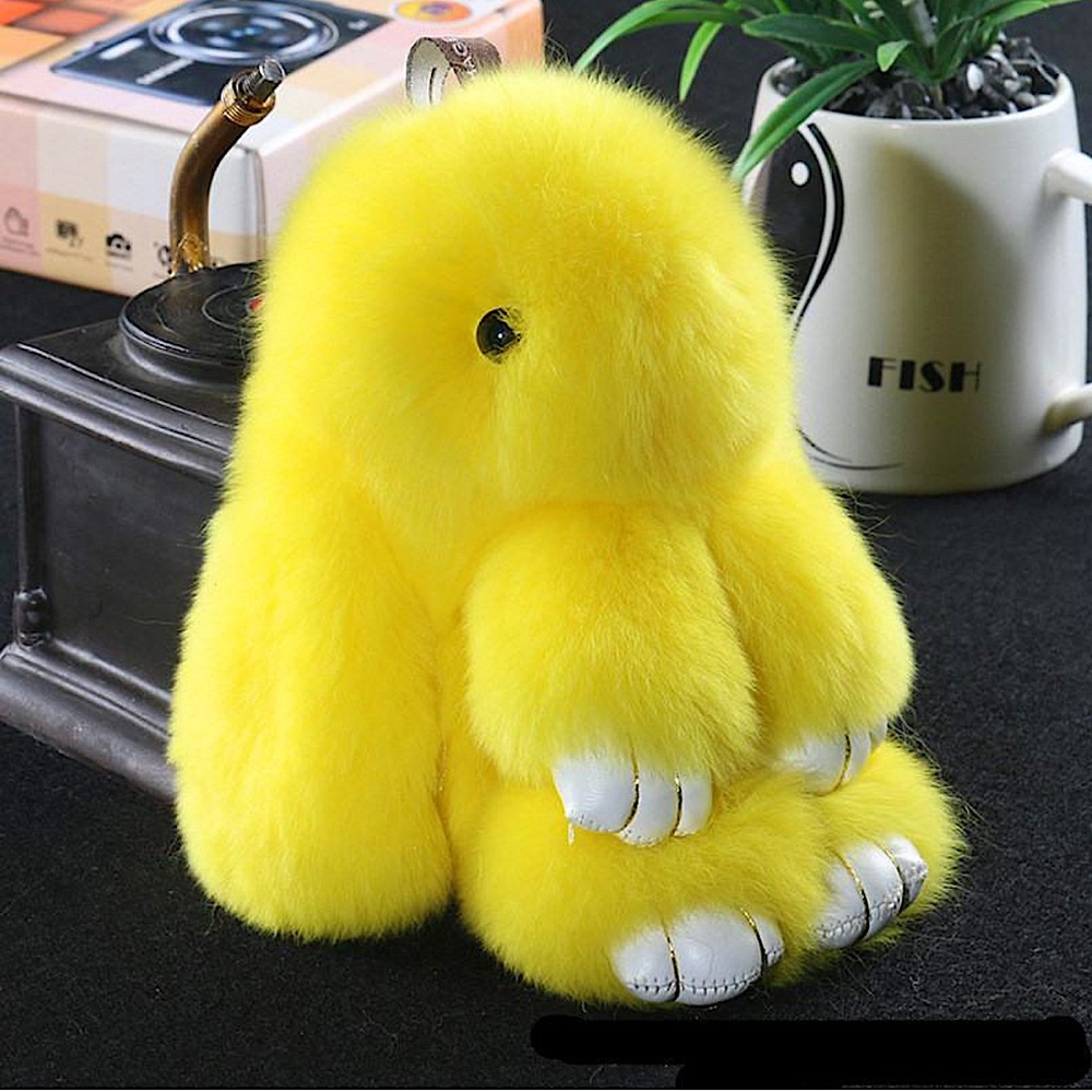 Fluffy 6” Yellow Rex Bunny Bag Charm Keychain